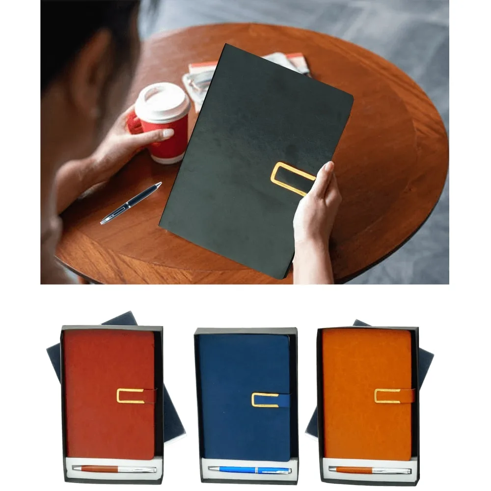 Customize Gift Set 2 in 1 Black color Dairy in Box with Logo Printing