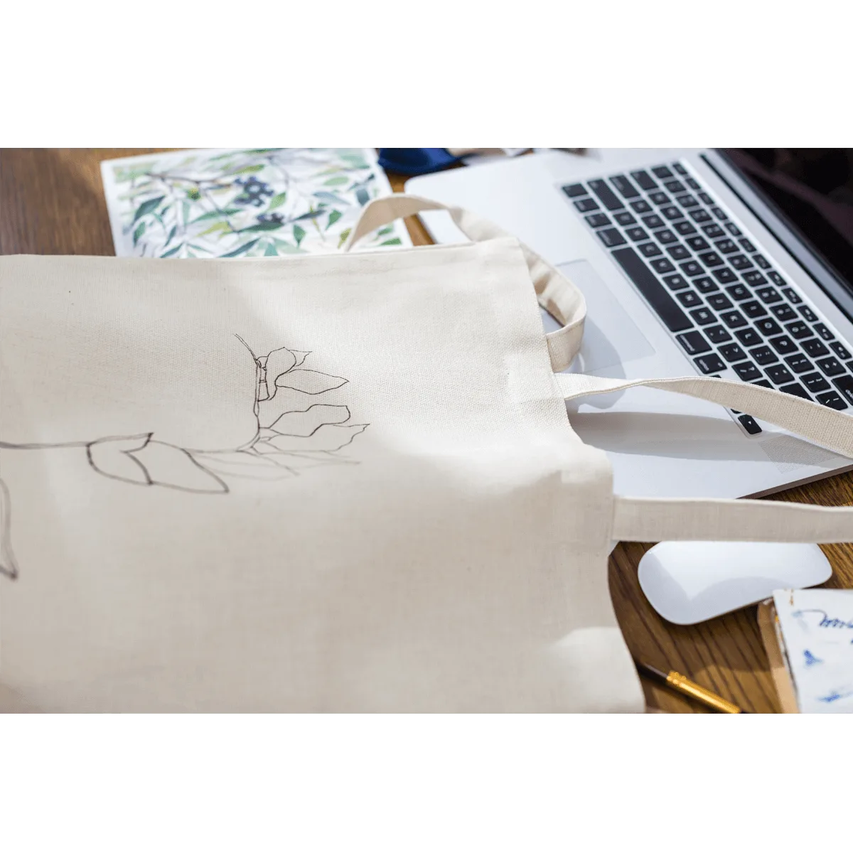 Canvas Bags 5 Customize canvas bag with logo printing on it. Cream color with Cream handle