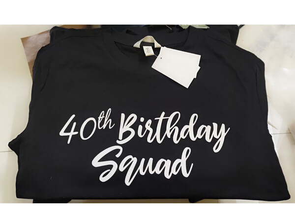 Personalised T-shirt with birthday quotes printed on it